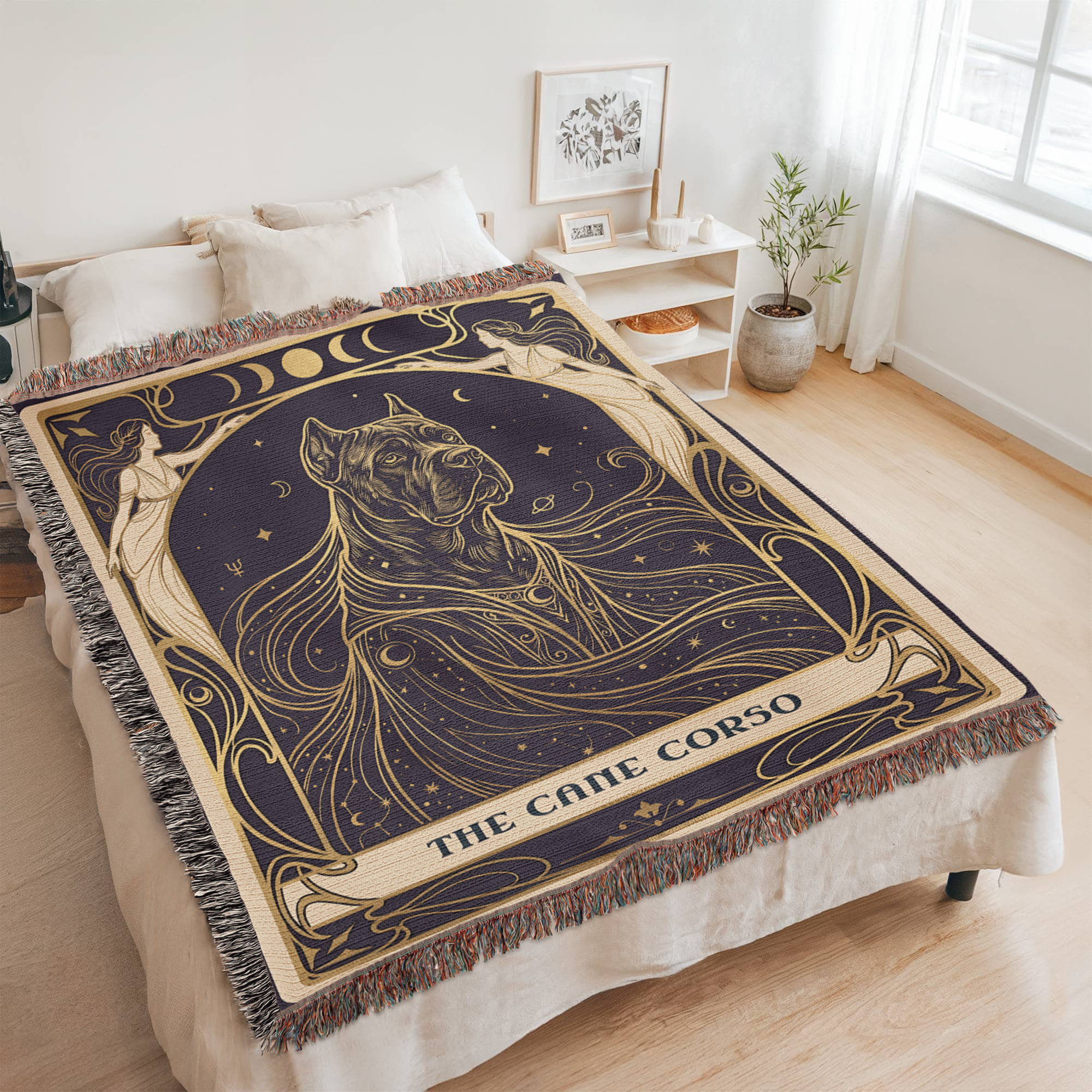 🐾 Woven Blanket Tarot Card - Cane Corso Celestial