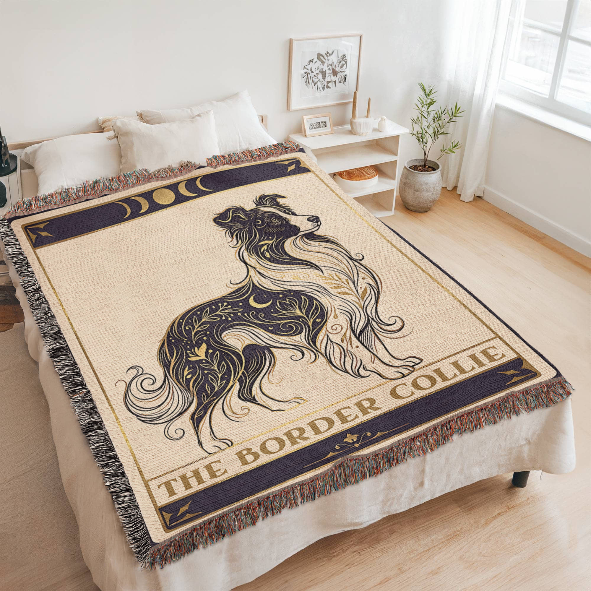 🐾 Woven Blanket Tarot Card - Border Collie Celestial