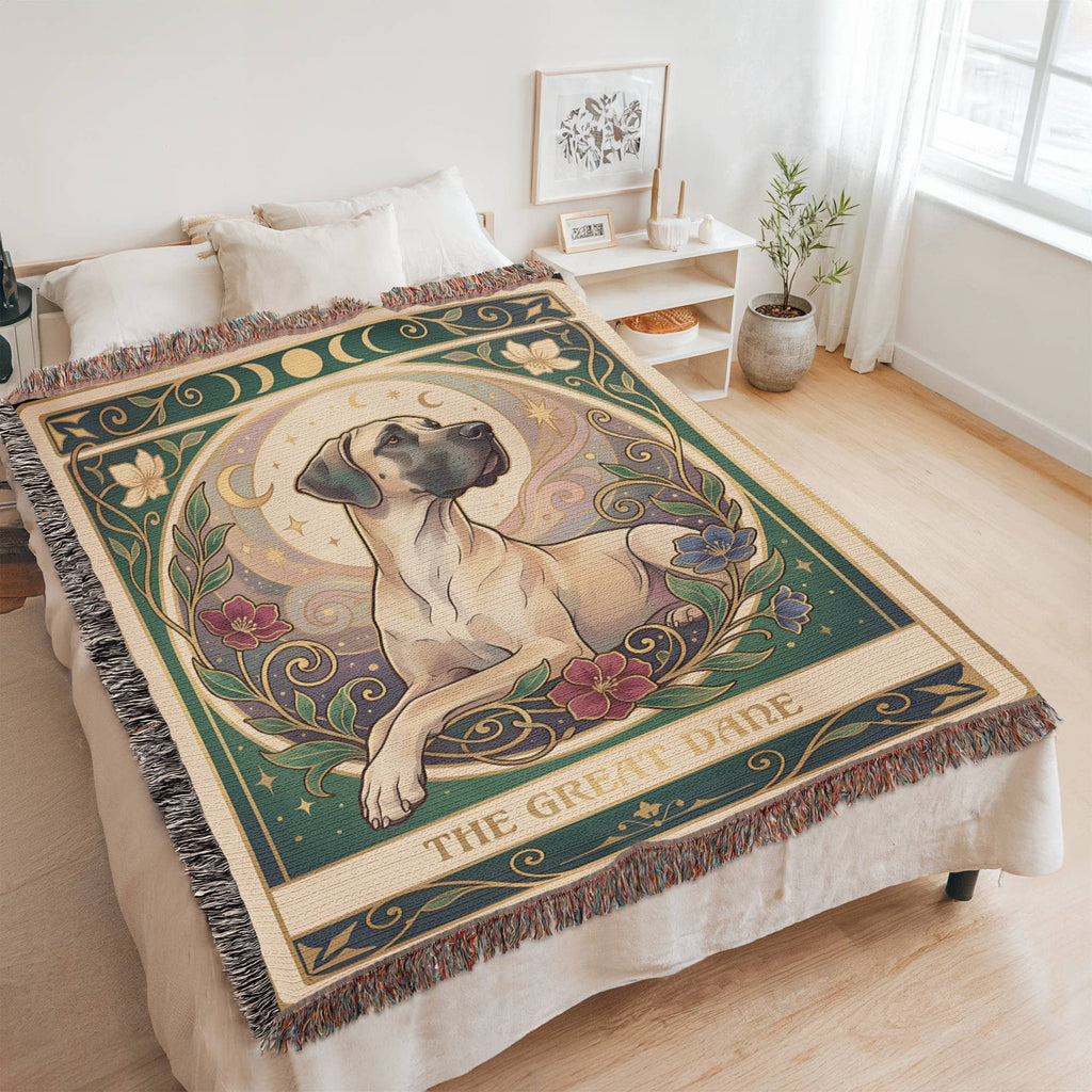 🐾 Woven Blanket Tarot Card - Great Dane Stained Glass
