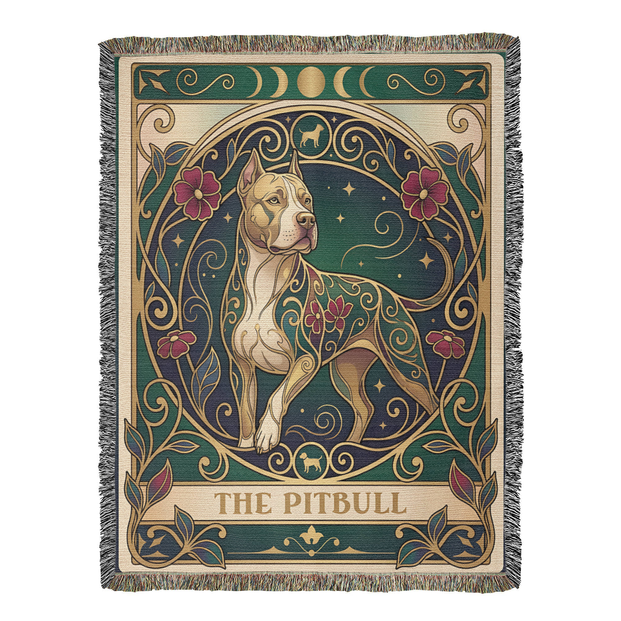 🐾 Tarot Card Woven Blanket - Pitbull Stained Glass