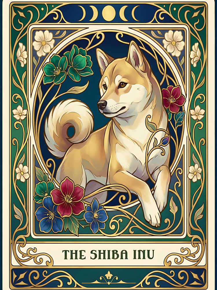 🐾 Woven Blanket Tarot Card - Shiba Imu Stained Glass