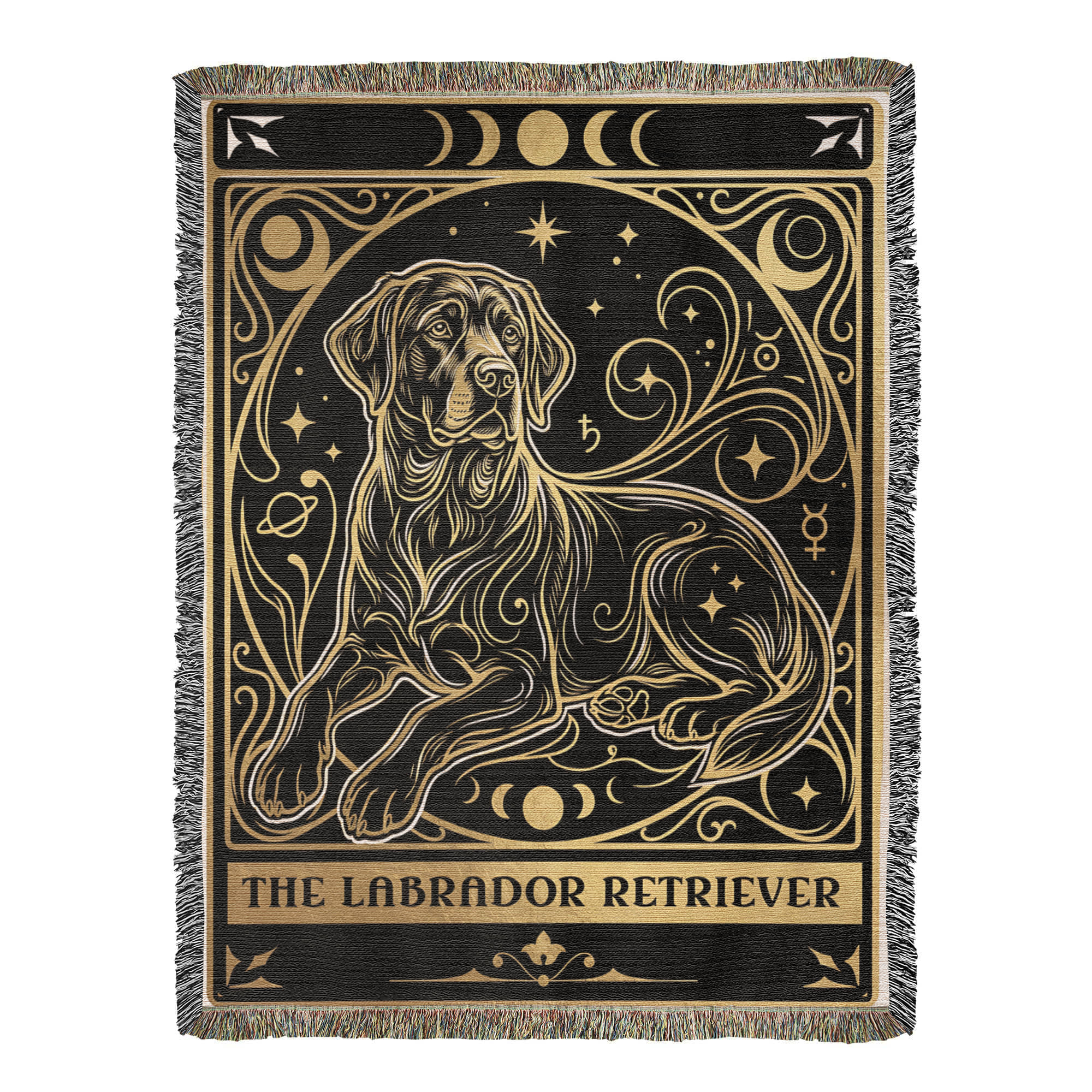 🐾 Woven Blanket tarot card - Labrador Retriever Gold & Black