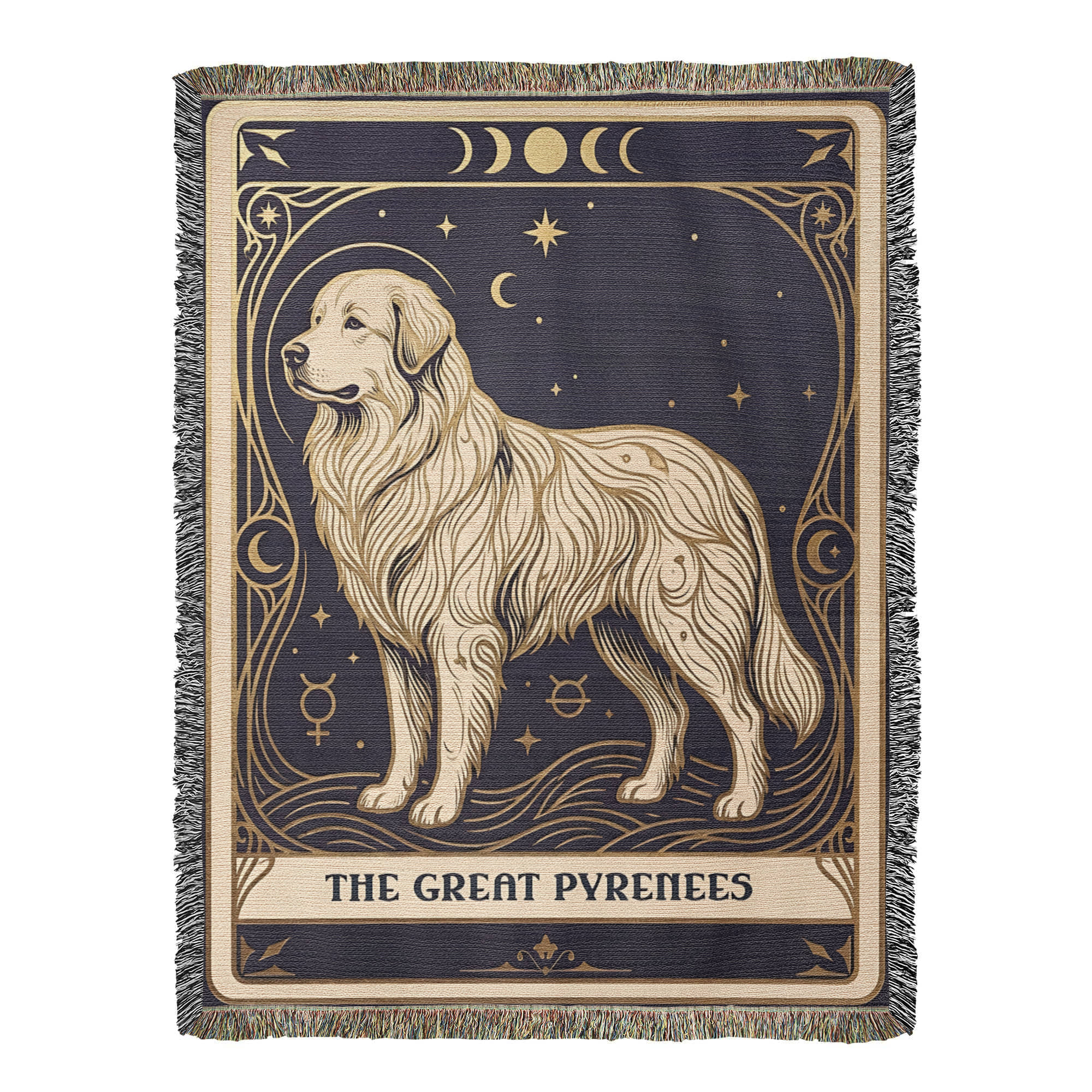 🐾 Woven Blanket Tarot Card - Great Pyrenees Celestial