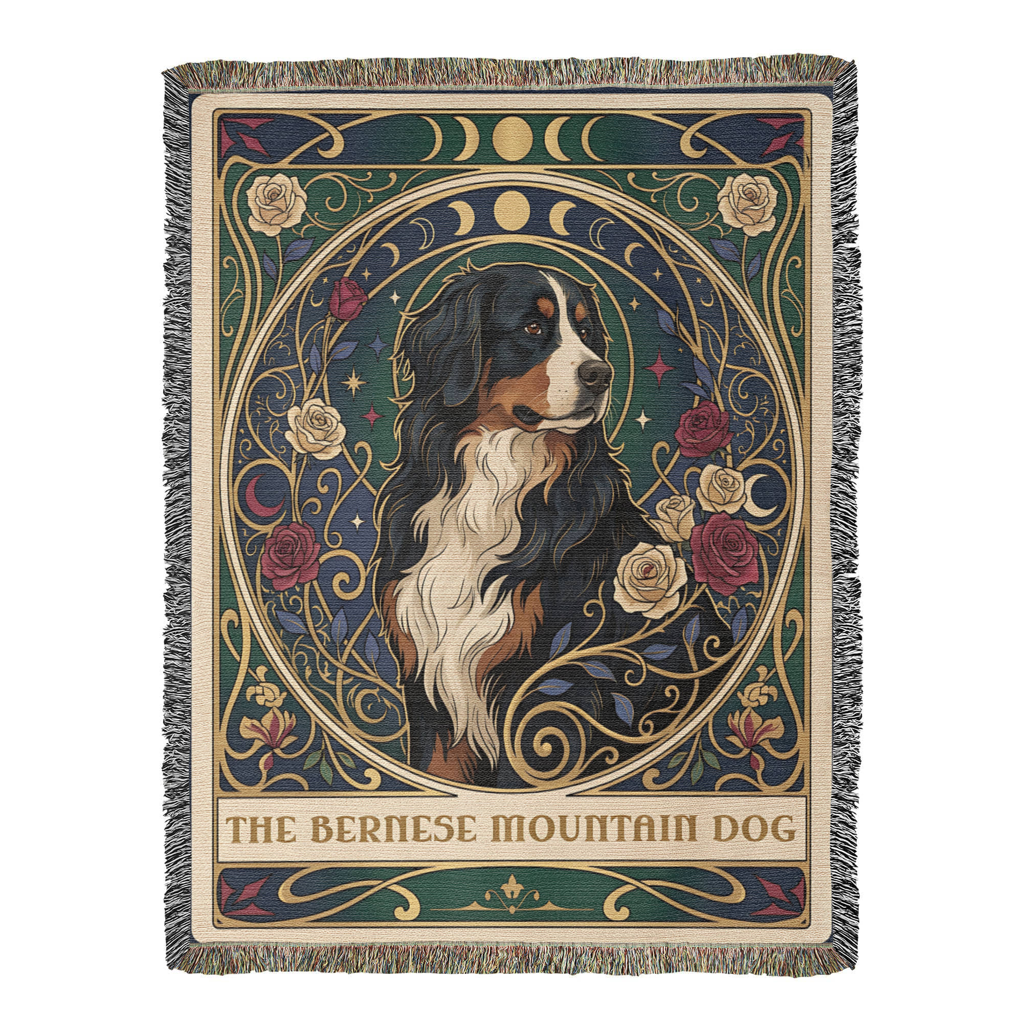 🐾 Woven Blanket Tarot Card - Bernese Mountain Dog - Stained Glass
