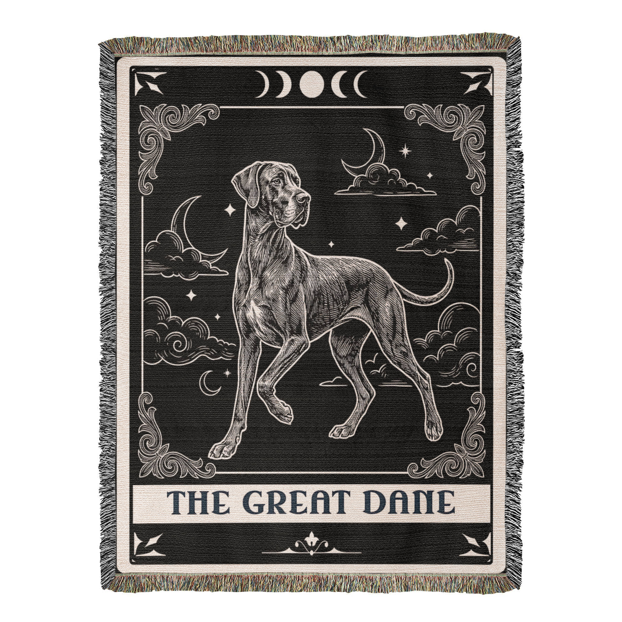 🐾 Woven Blanket Tarot Card - Great Dane Black and White