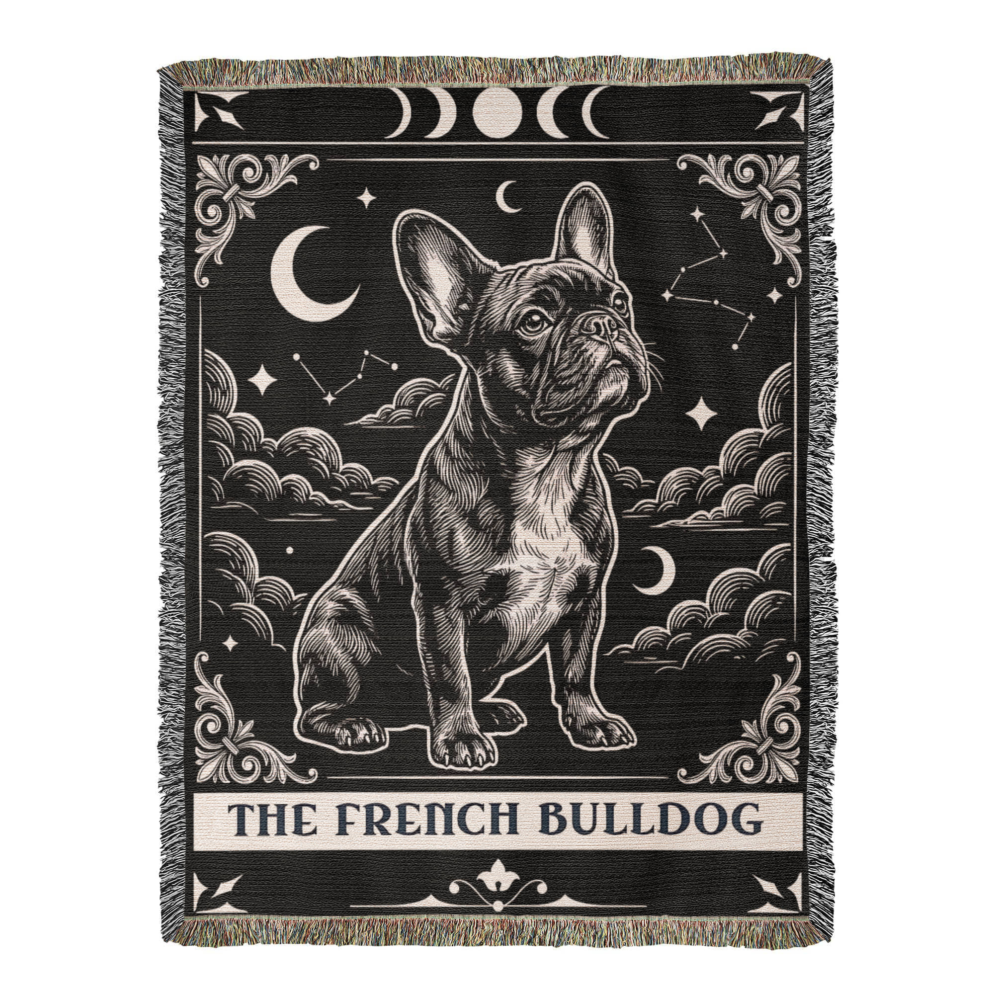 🐾 Woven Blankets Tarot Card - French Bulldog Crescent Moon