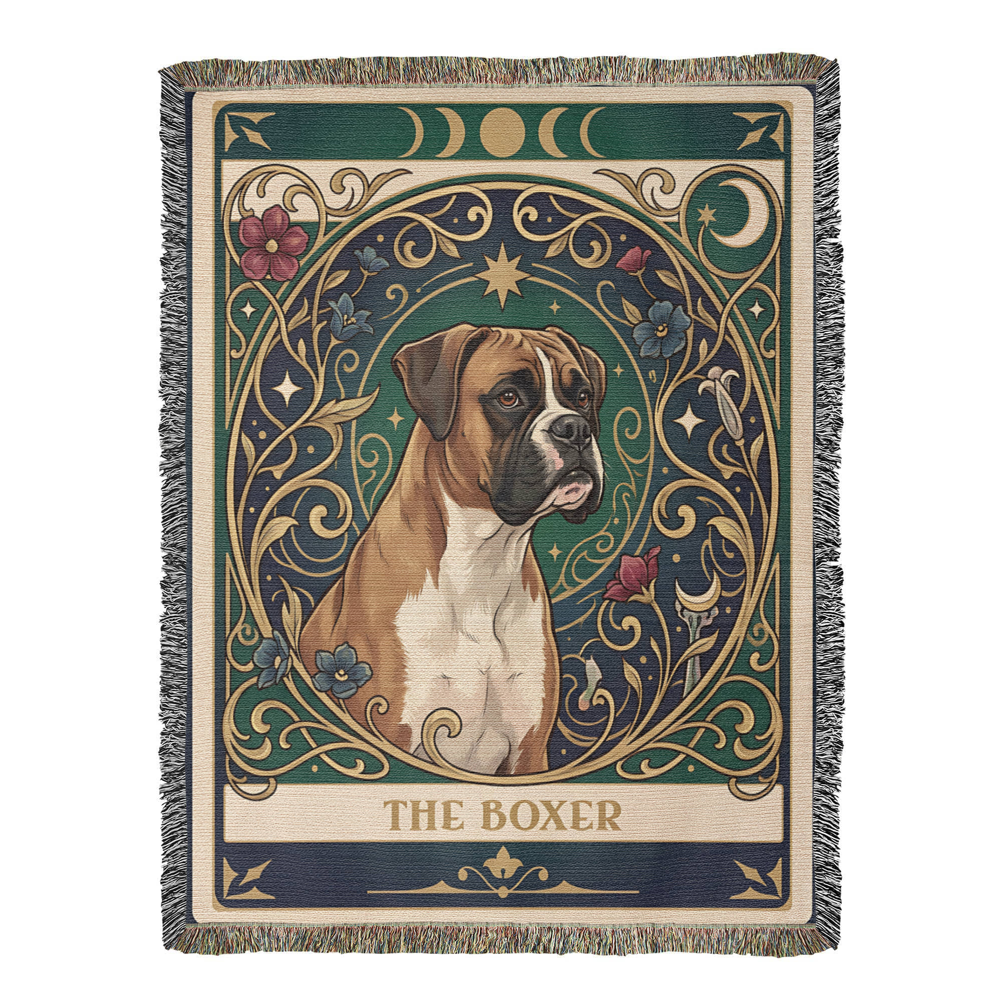 🐾 Woven Blanket Tarot Card - Boxer Portrait