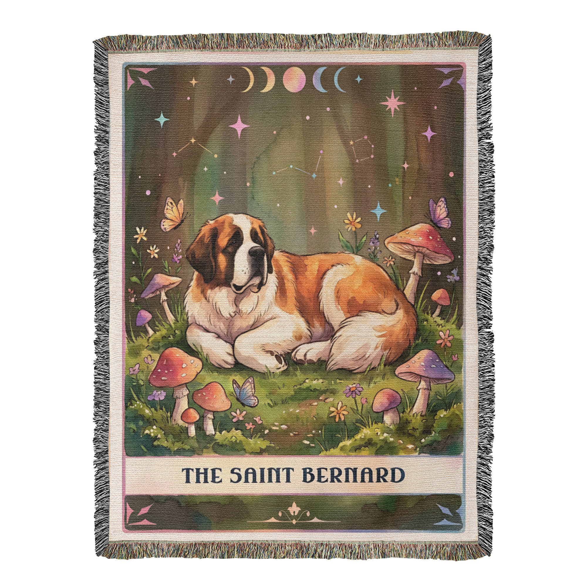 🐾 Woven Blanket Tarot Card - Saint Bernard Cottage Core