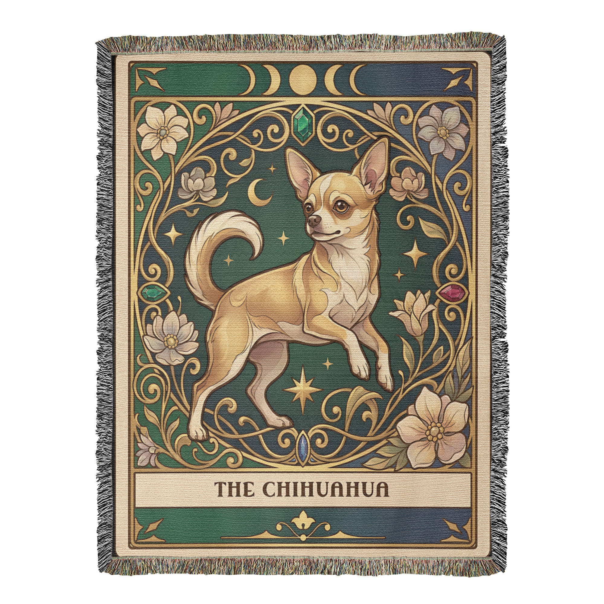 🐾 Woven Blanket Tarot Card - Chihuahua Jeweled addition