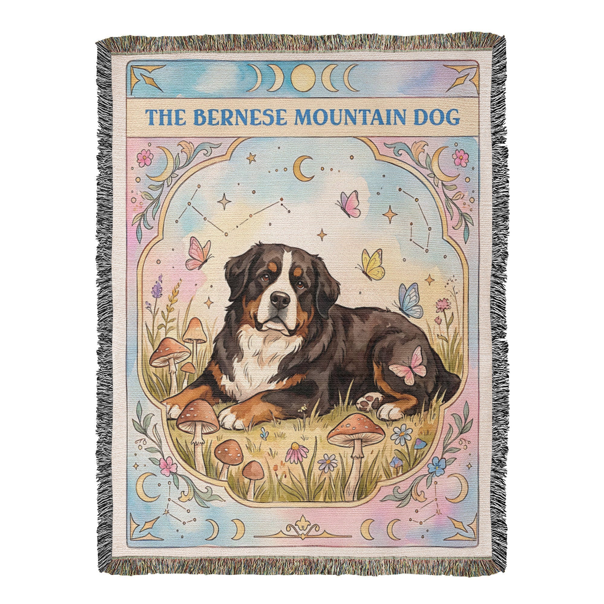 🐾 Woven Blanket Tarot Card - Bernese Mountain Dog Cottage Core