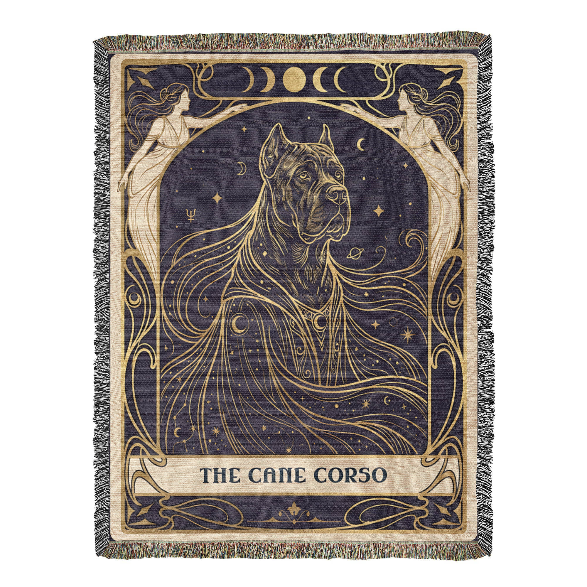🐾 Woven Blanket Tarot Card - Cane Corso Celestial