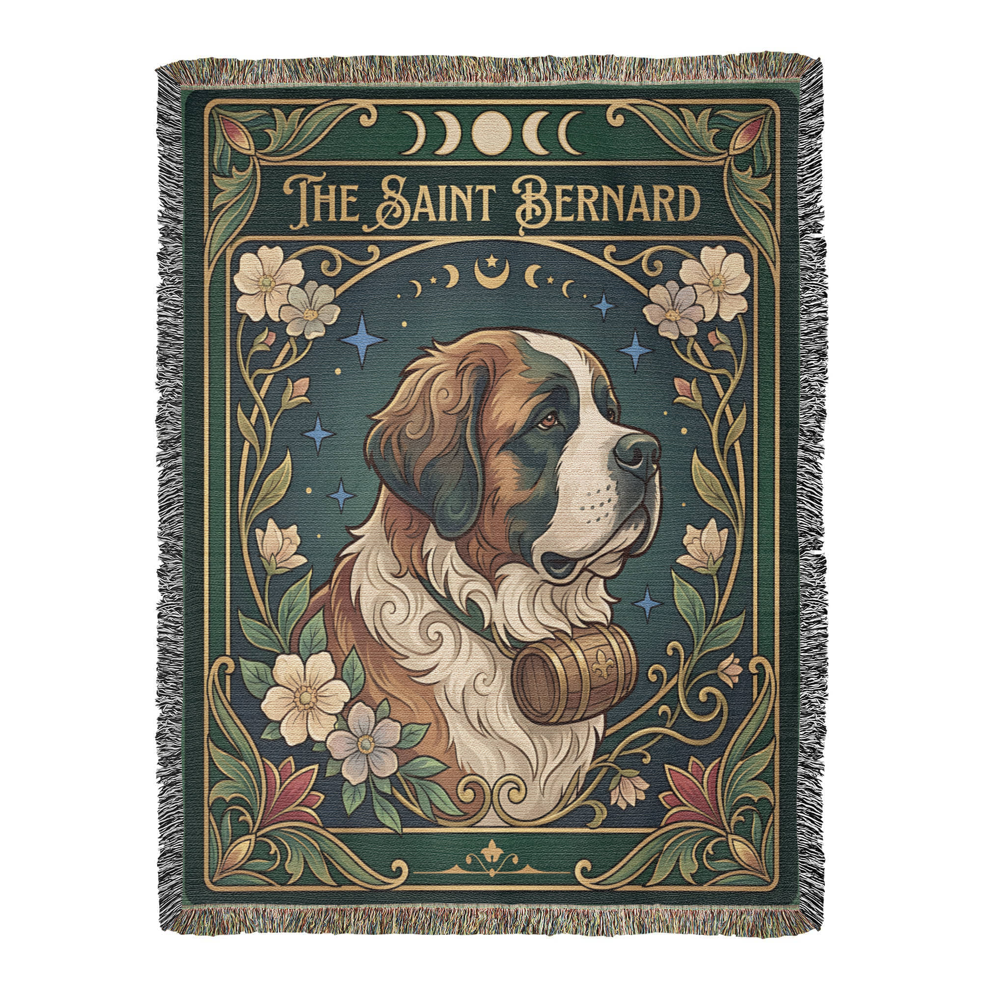 🐾 Woven Blanket Tarot Card - Saint Bernard Green