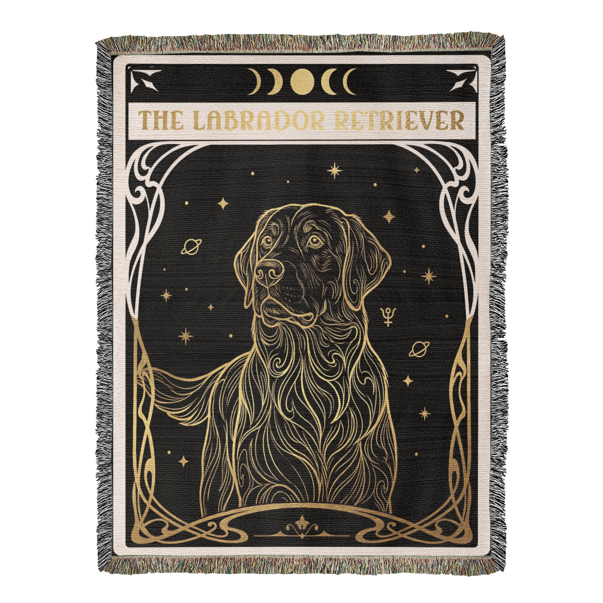 🐾 Woven blanket tarot card - Labrador Retriever Golden Headshot
