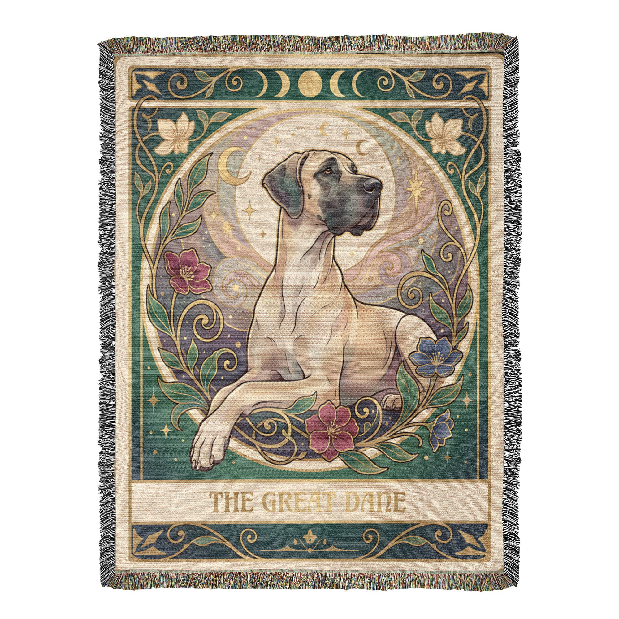 🐾 Woven Blanket Tarot Card - Great Dane Stained Glass