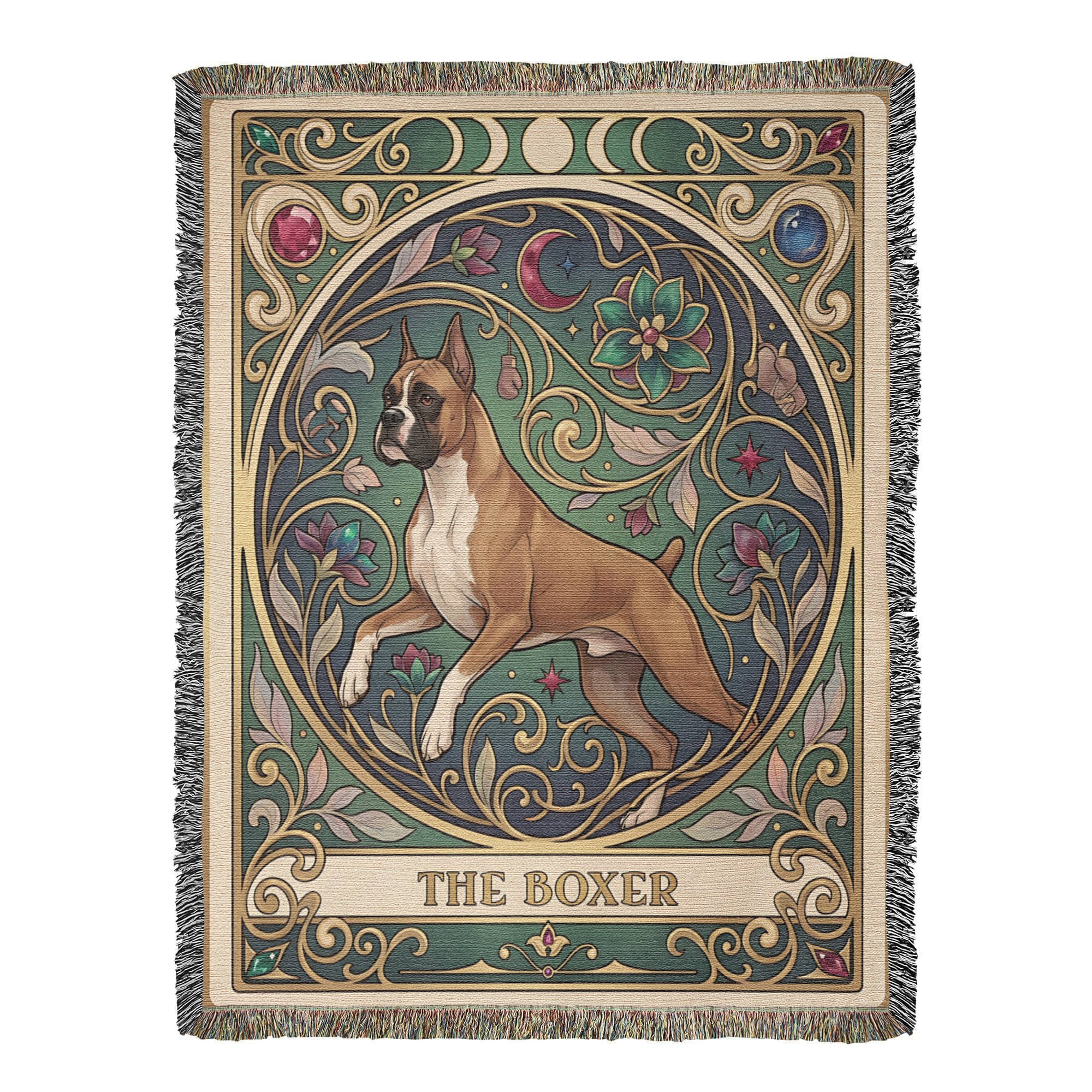 🐾 Woven Blanket Tarot Card - Boxer Jumping