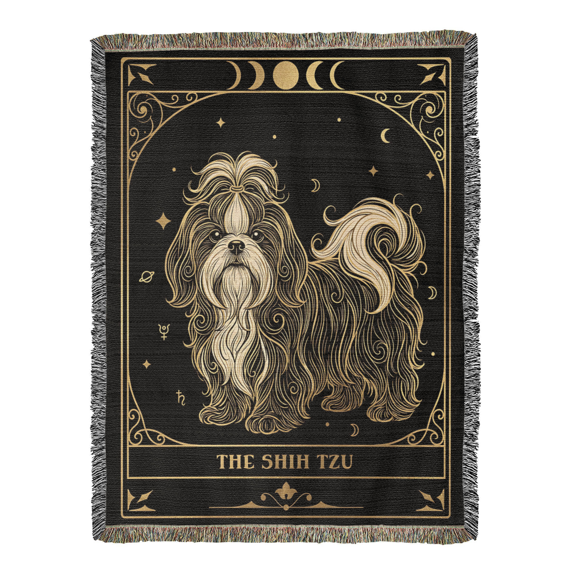🐾  Woven Blanket Tarot Card - Shih Tzu Black and Gold