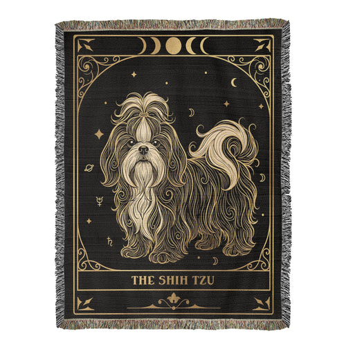 🐾  Woven Blanket Tarot Card - Shih Tzu Black and Gold