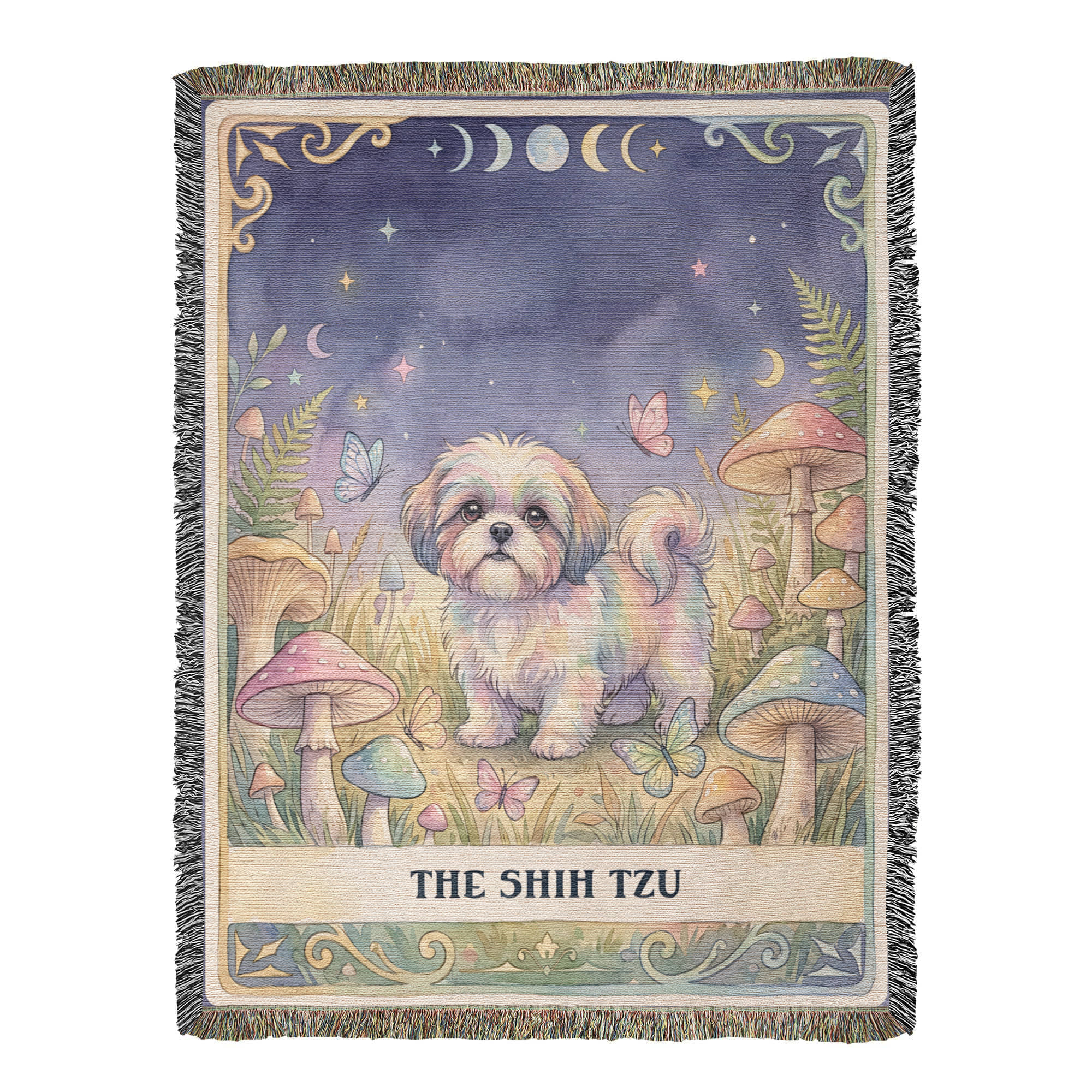🐾 Woven Blanket Tarot Card - Shih Tzu Cottage Core