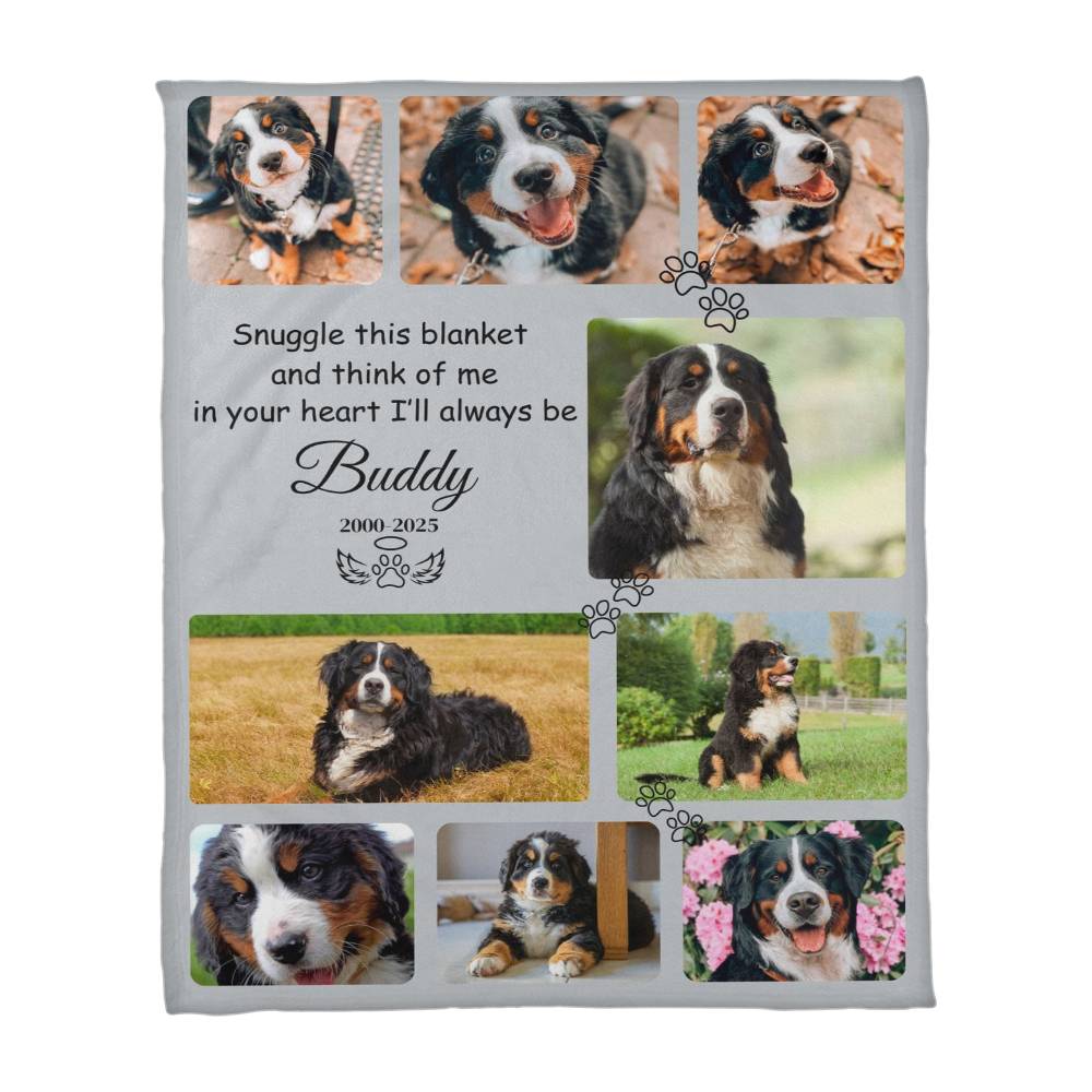 "Snuggle This Blanket and Think of Me" - Pet Memorial Fleece Blanket