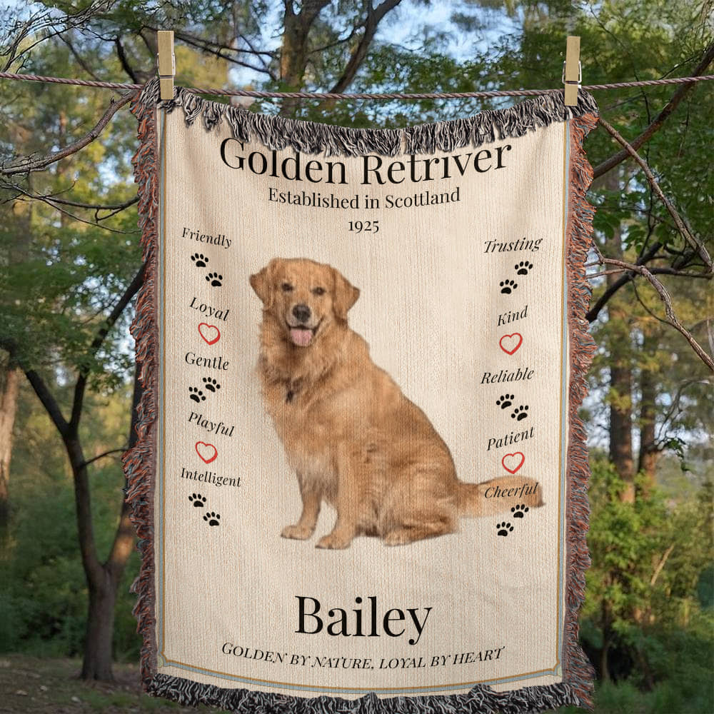 🐾 My Little Buddie Heirloom Woven Blanket – Golden Retriever Edition