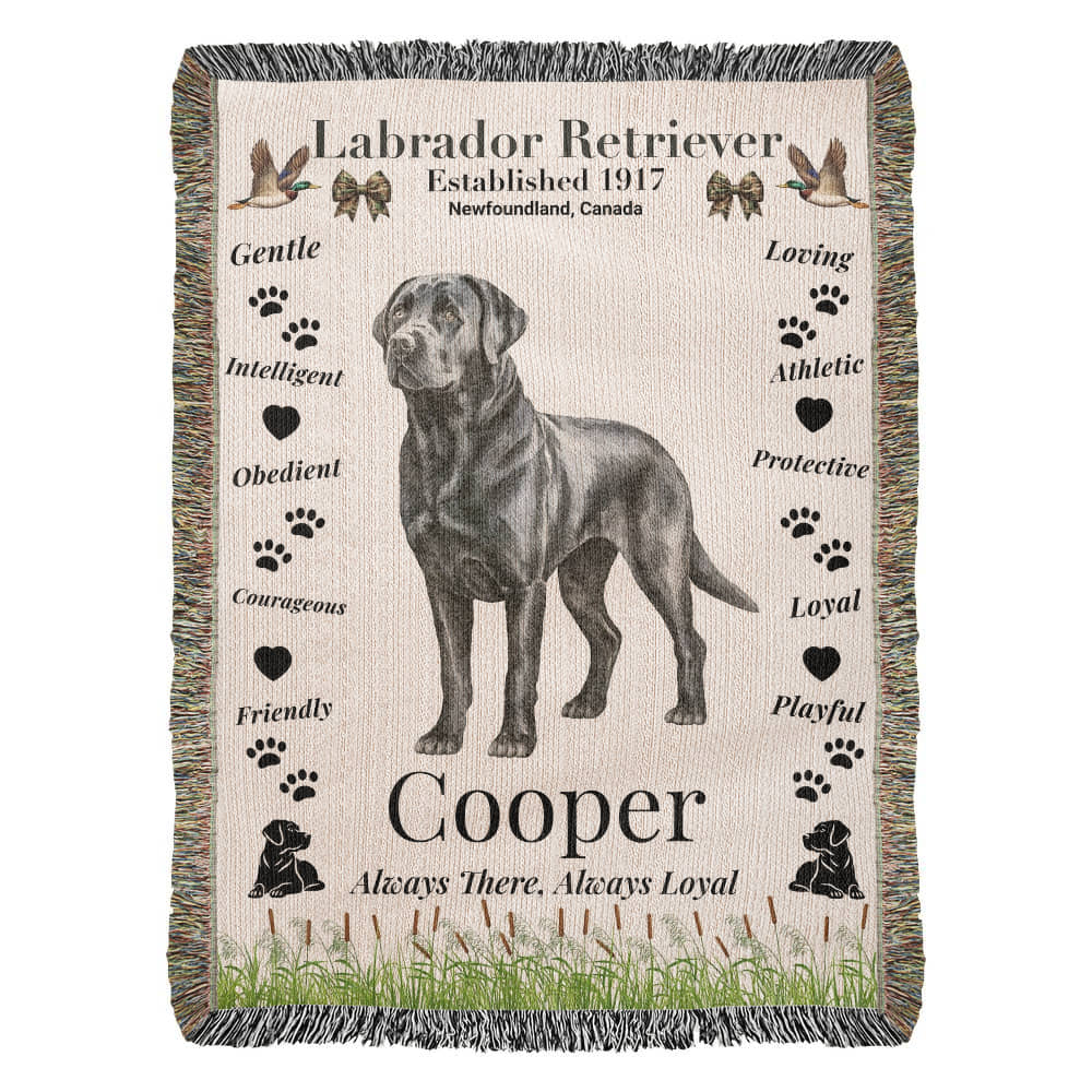 🐾 Woven Blanket – Labrador Retriever - Hunter