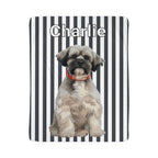 Custom AI Pet Portrait Sherpa Blanket with Striped Background - Personalized Dog Photo Blanket