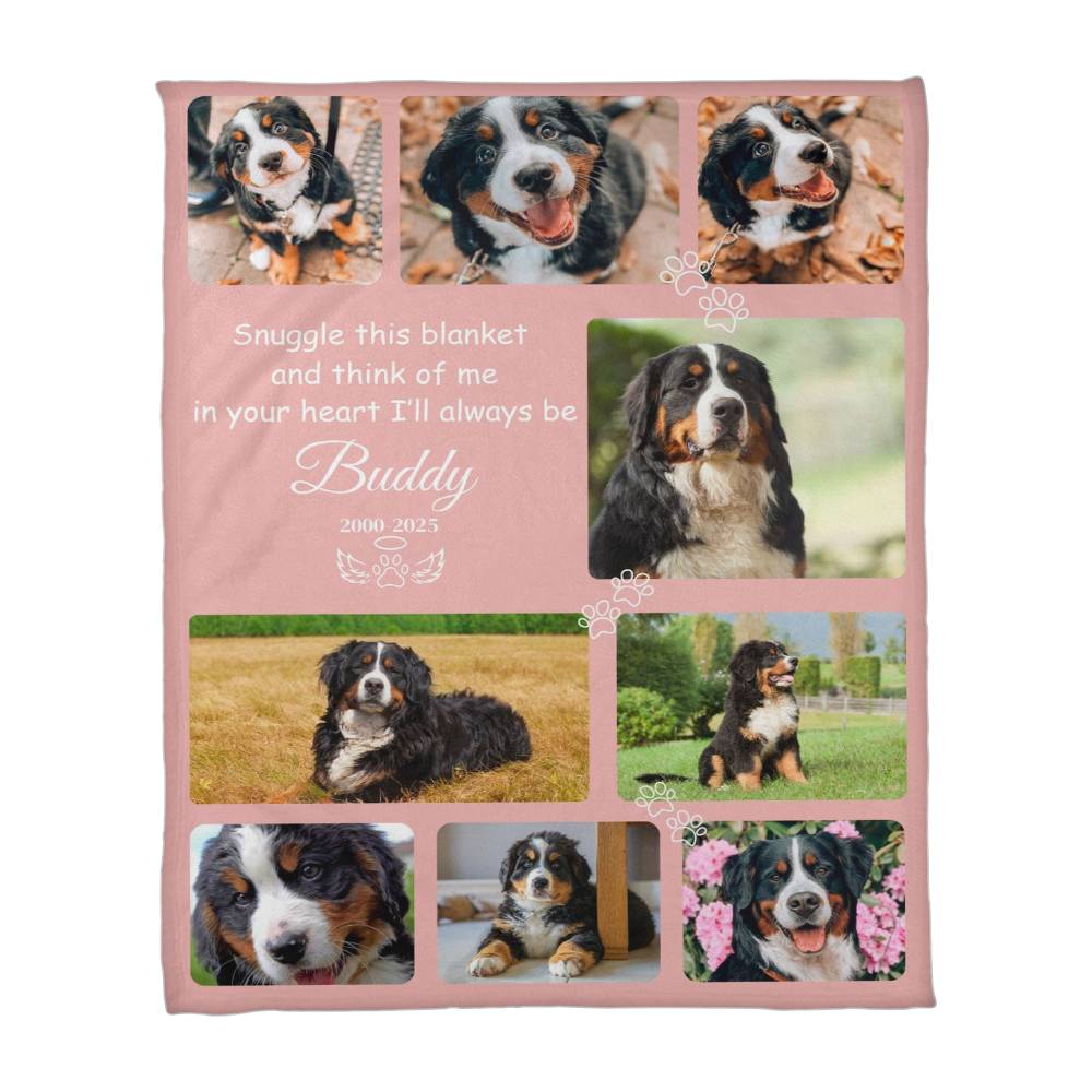 "Snuggle This Blanket and Think of Me" - Pet Memorial Fleece Blanket