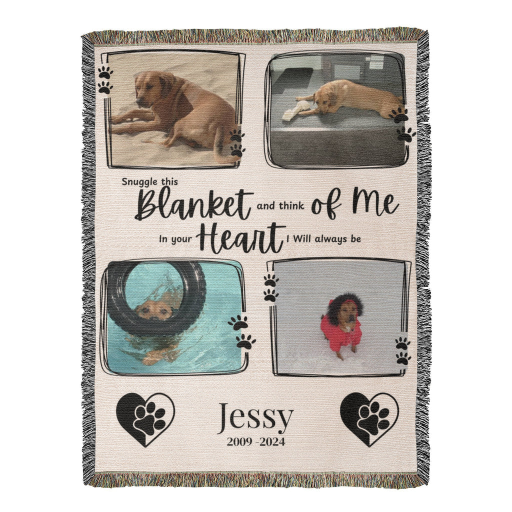 Pet Memorial Woven Blanket - Photo Collage Woven Throw - Personalized