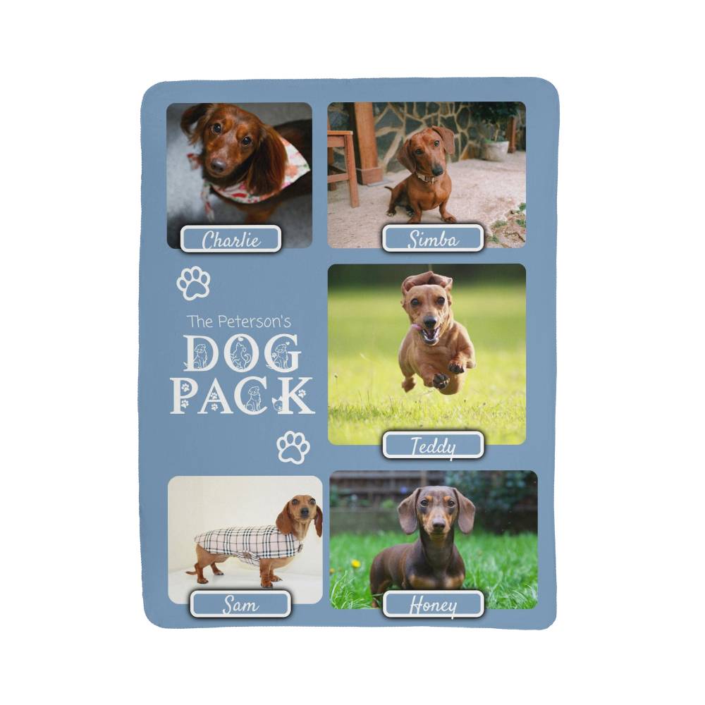 🐾  "The Dog Pack" Personalized Photo Collage - sherpa blanket