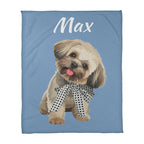 Custom AI Pet Portrait Fleece Blanket - Personalized Dog Photo Blanket