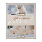 Personalized Multi-Cat Photo Blanket - Custom Cat Collage Fleece Blanket - 2-5 Cats Names & Photos