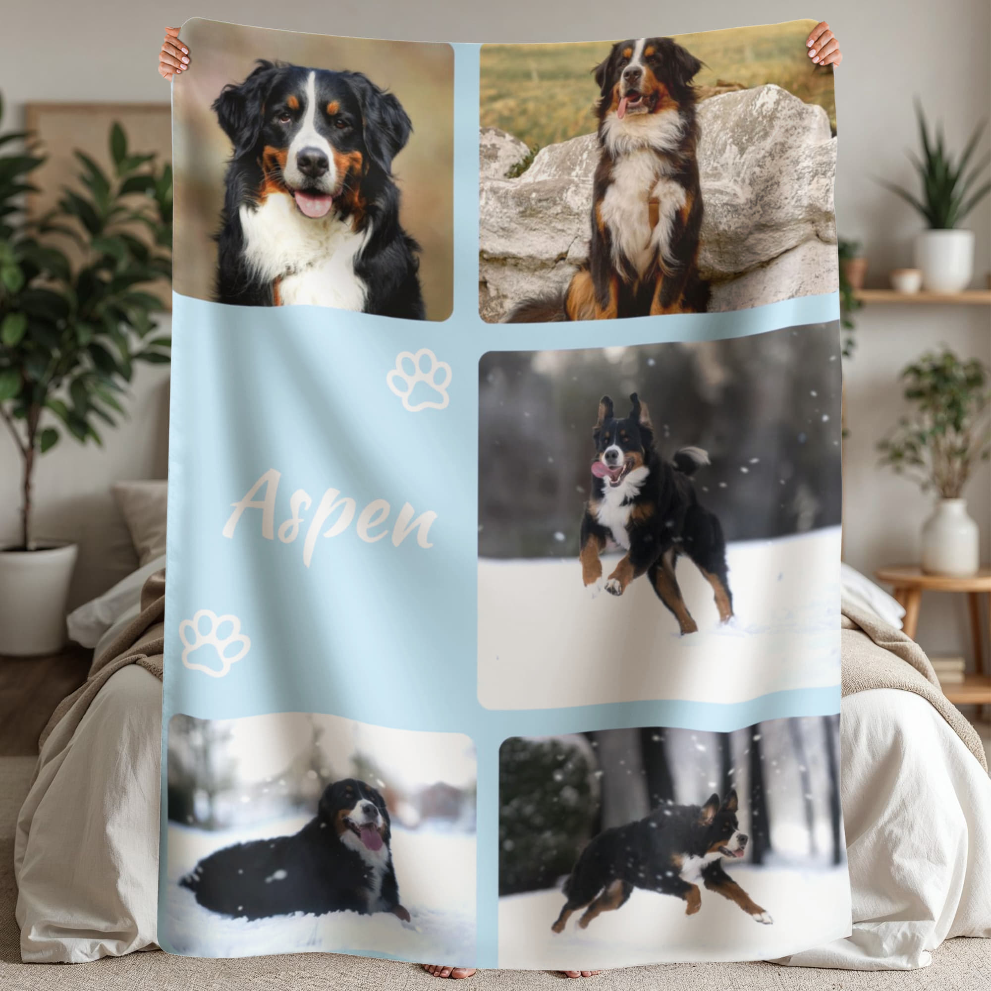 🐾  Personalized Photo Collage Blanket five photos - sherpa blanket