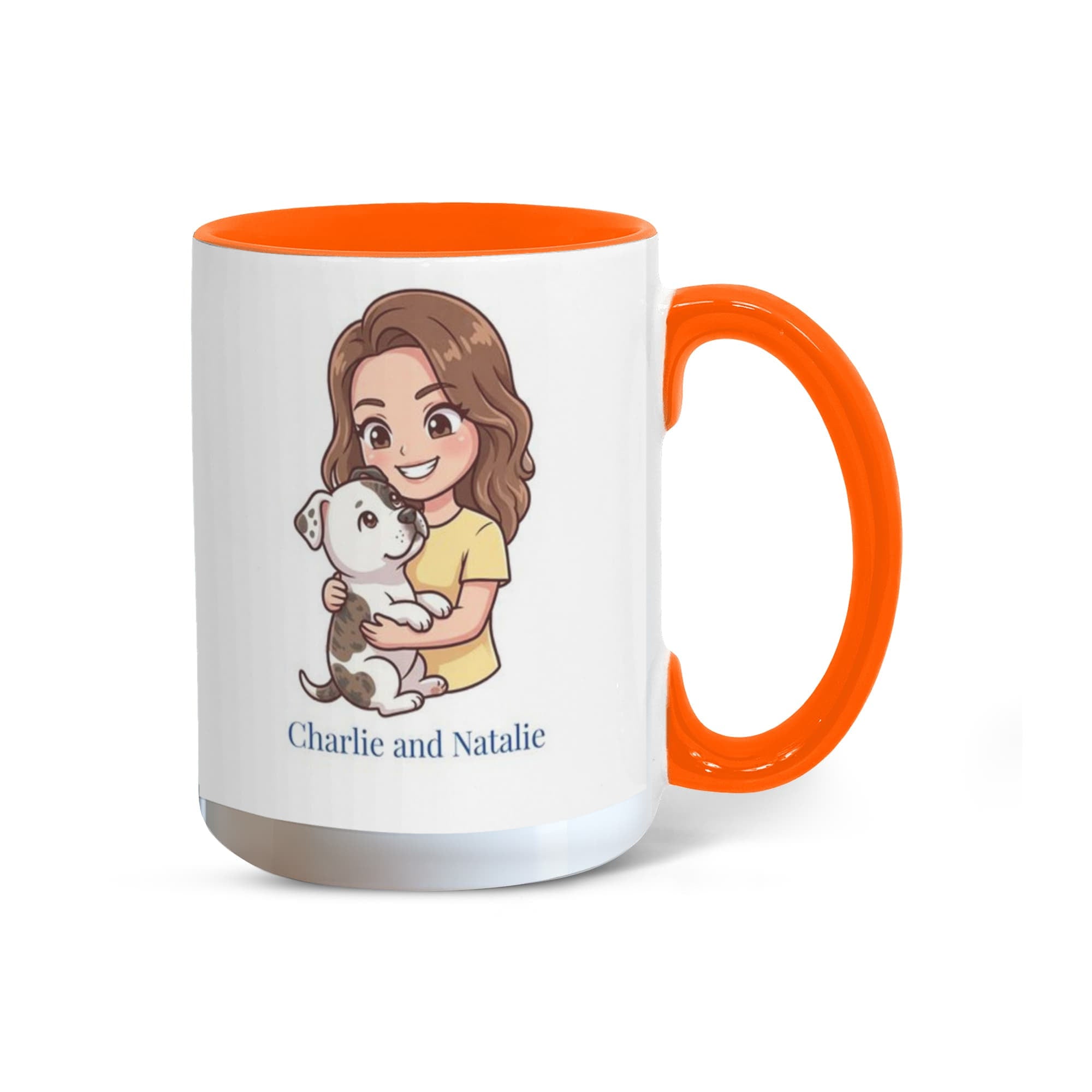 Personalized Dog Mom Coffee Mug – "Hot Girls Rescue Dogs" Chibi Style Custom Pet Portrait