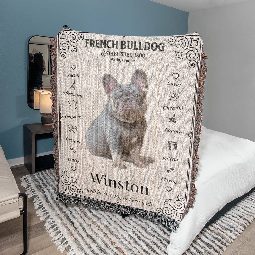 🐾 My Little Buddie Heirloom Woven Blanket – French Bulldog Edition - Doodle