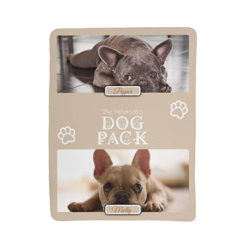 "Dog Pack" Personalized Photo Collage Sherpa Blanket - Multi-Dog Gift