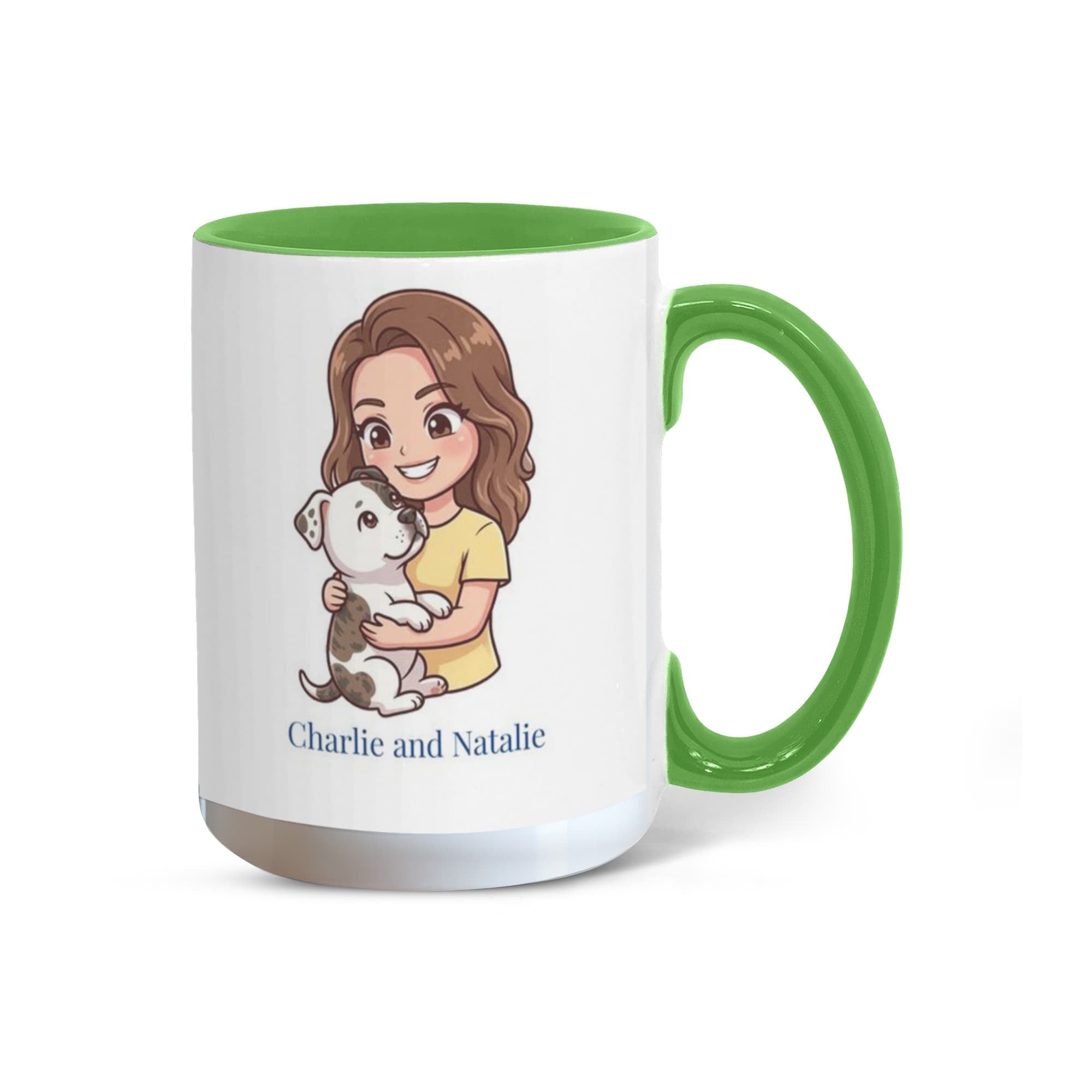 Personalized Dog Mom Coffee Mug – "Hot Girls Rescue Dogs" Chibi Style Custom Pet Portrait