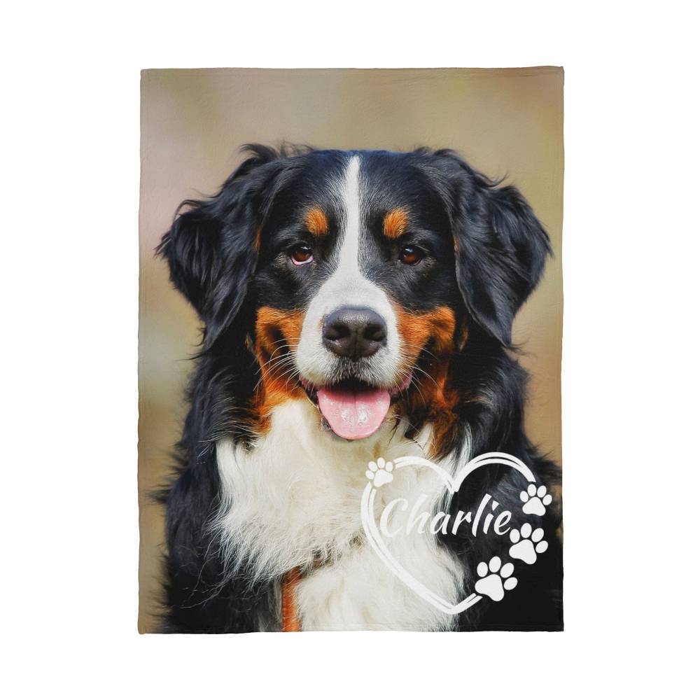 Personalized Fleece Photo Blanket - Custom Pet Portrait