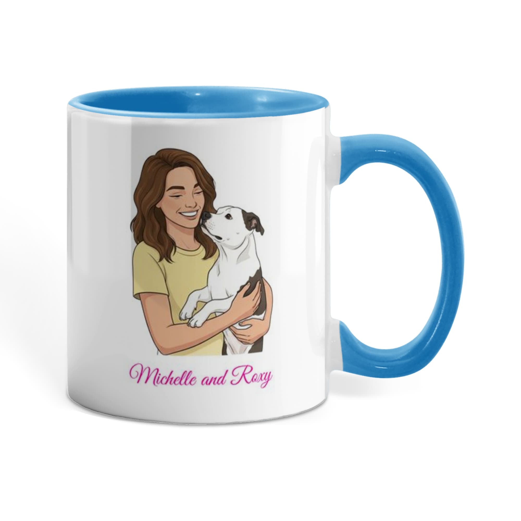 Personalized Dog Mom Coffee Mug – "Hot Girls Rescue Dogs" Custom Illustration with Mom & Dog