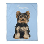 Custom AI Pet Portrait Fleece Blanket - Personalized Dog Photo Blanket