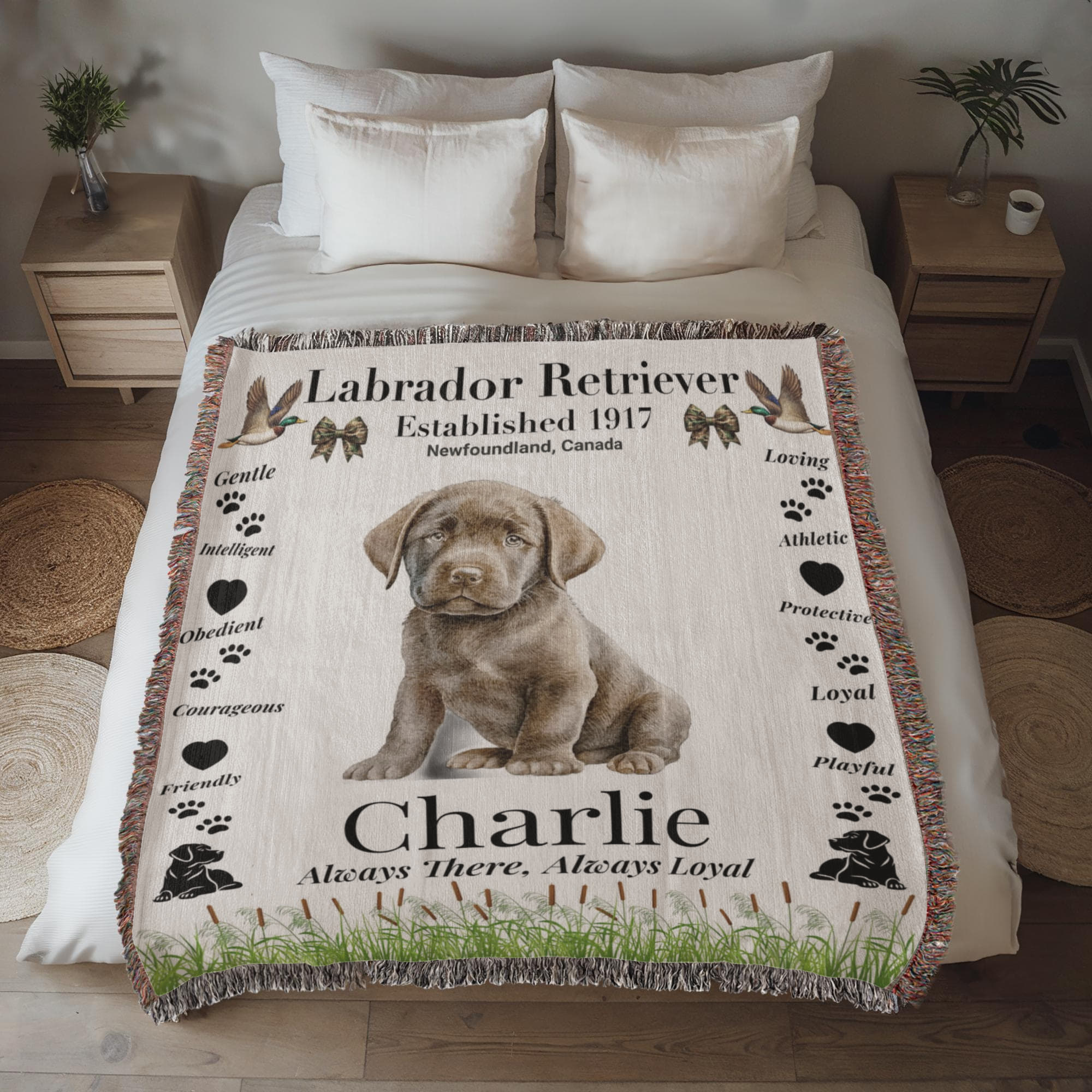 🐾 Woven Blanket – Labrador Retriever - Hunter
