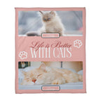 Personalized Multi-Cat Photo Blanket - Custom Cat Collage Fleece Blanket - 2-5 Cats Names & Photos
