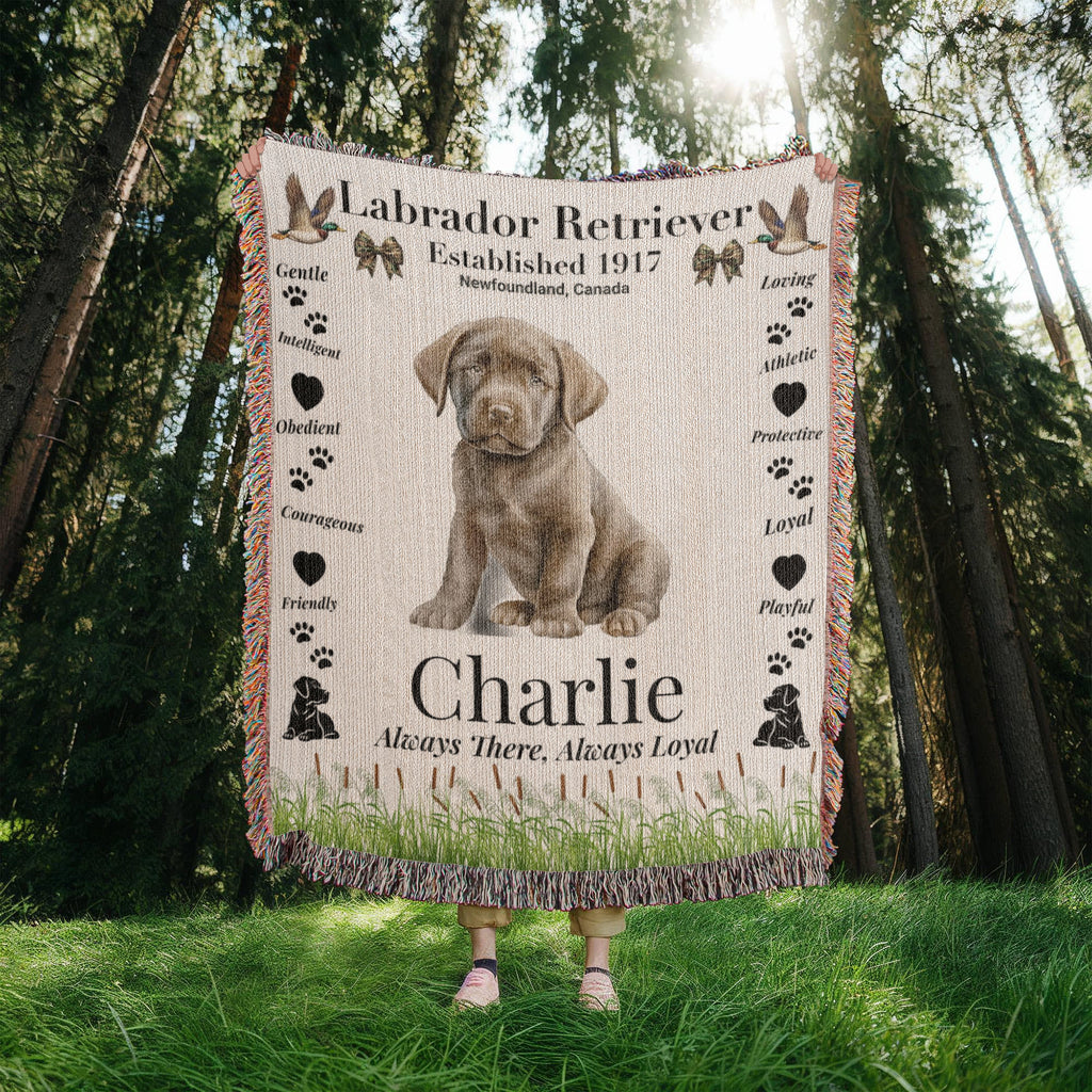 🐾 Woven Blanket – Labrador Retriever - Hunter