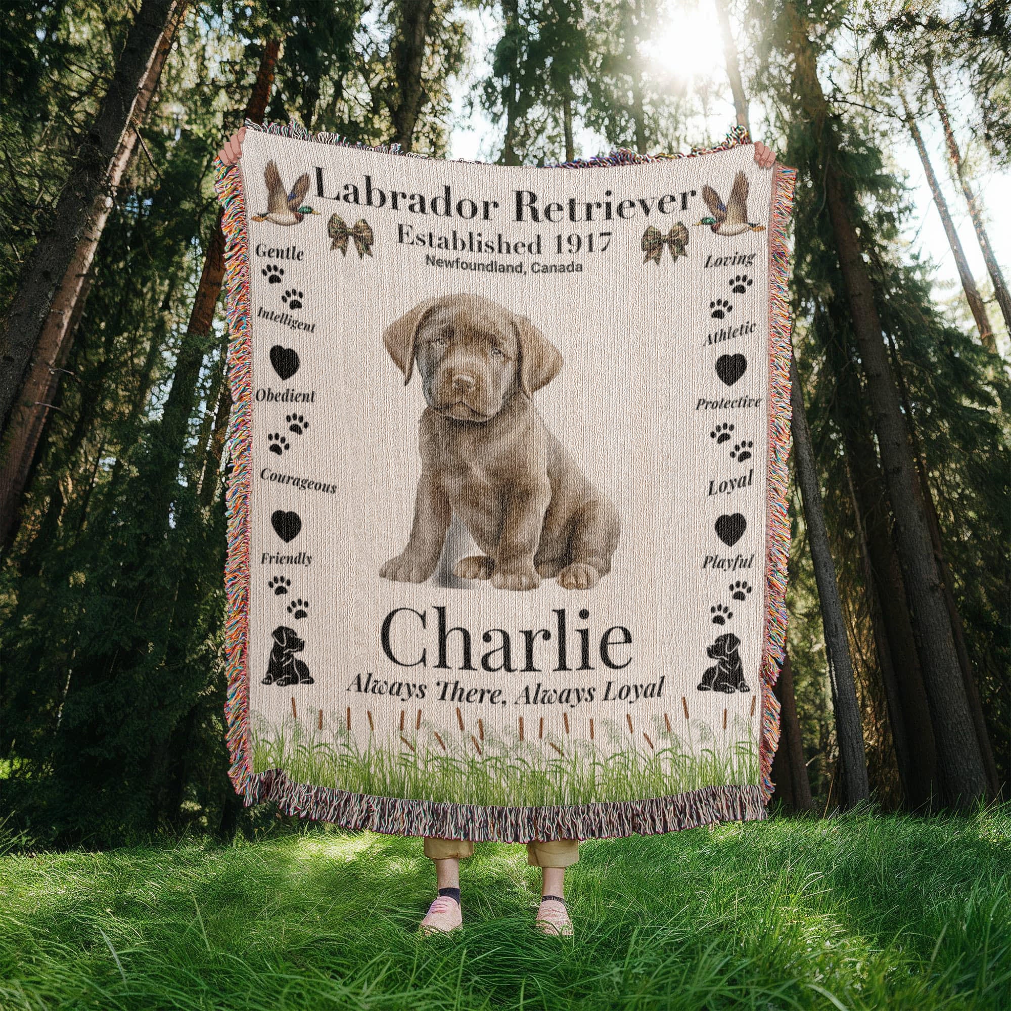🐾 Woven Blanket – Labrador Retriever - Hunter