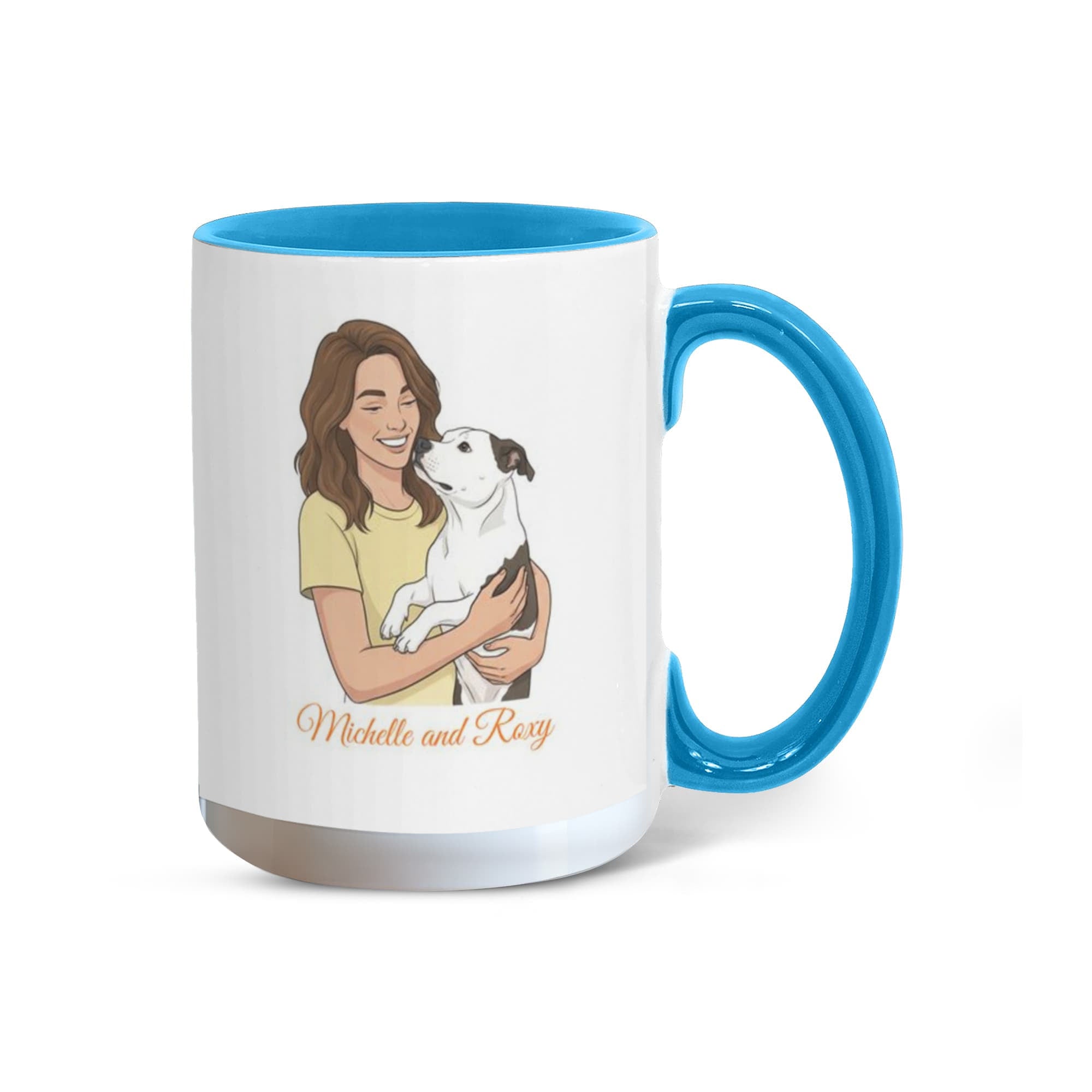 Personalized Dog Mom Coffee Mug – "Hot Girls Rescue Dogs" Custom Illustration with Mom & Dog