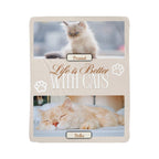Decorative plaque with two cat images and text 'Life is Better With Cats' on a white background.