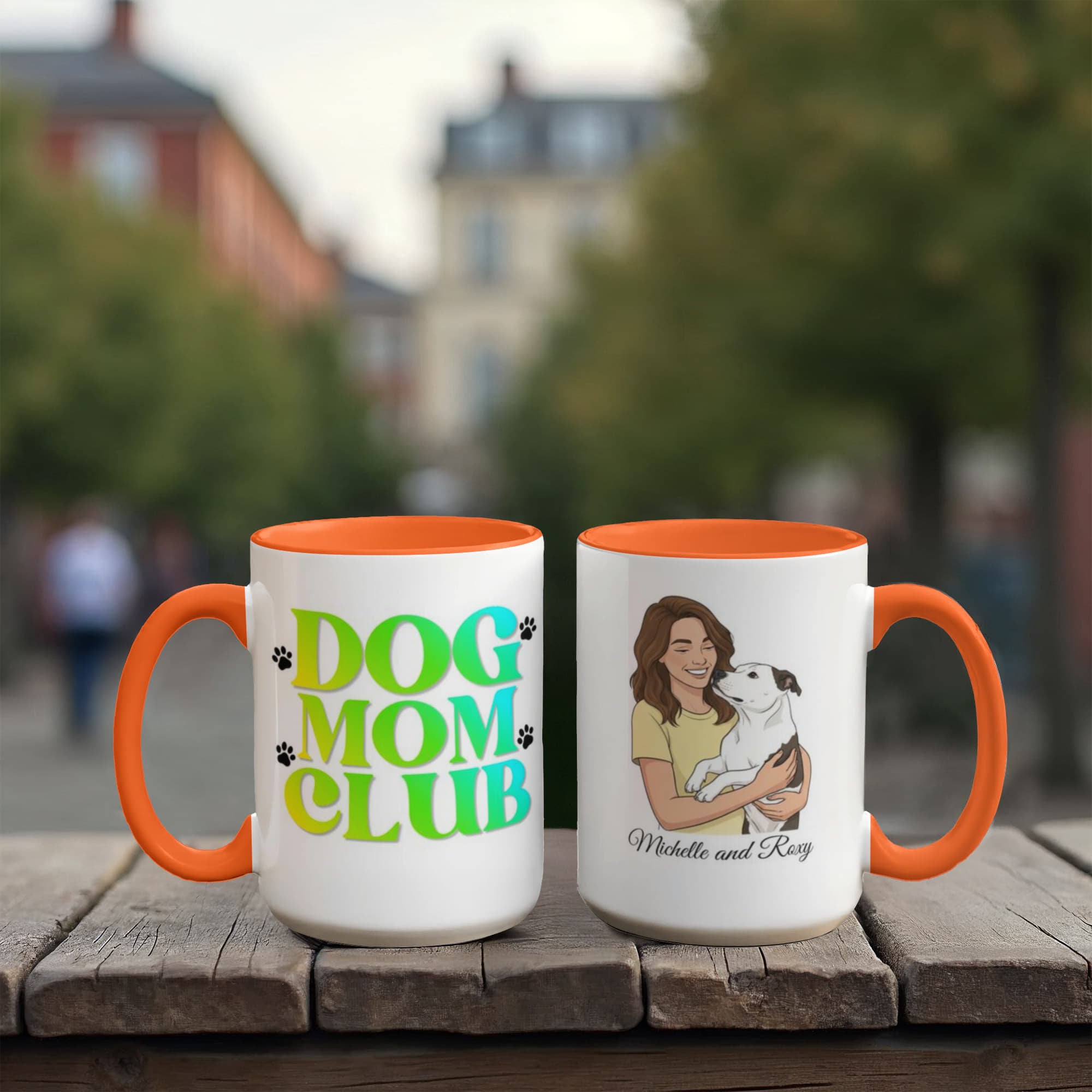 Retro Dog Mom Club Coffee Mug – Mom & Dog Illustration