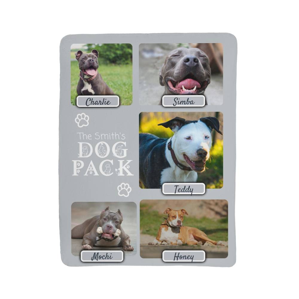 🐾  "The Dog Pack" Personalized Photo Collage - sherpa blanket
