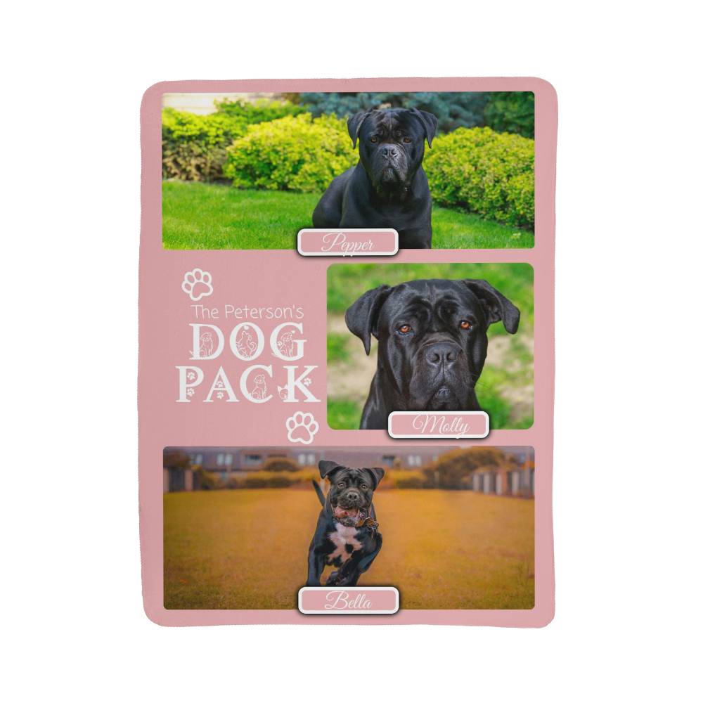 🐾  "The Dog Pack" Personalized Photo Collage - sherpa blanket