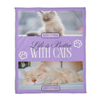 Personalized Multi-Cat Photo Blanket - Custom Cat Collage Fleece Blanket - 2-5 Cats Names & Photos