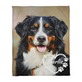 Dog blanket with a Bernese Mountain Dog design and 'Charlie' printed on it.